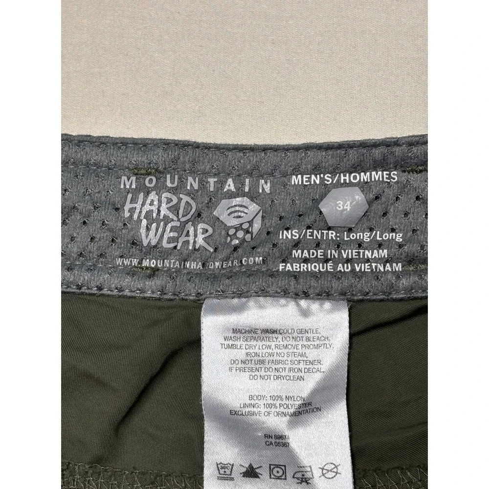 Mountain Hardwear Canyon Shorts Mens 34 Green Hiking Outdoor Belted Nylon UPF 50